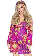Hippie, costume dress, long sleeves, colorful flowers
